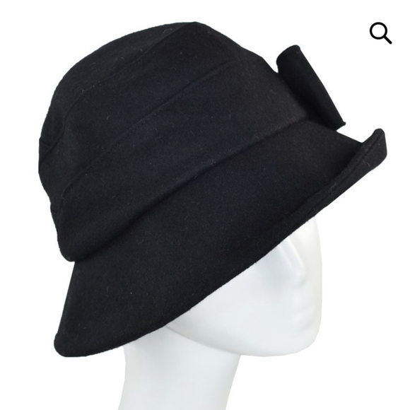 Dupatta Adelaide Black Wool Blend Cloche Hat - OSFM main image 11